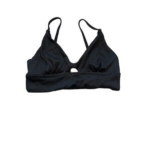 Wave Zone Black Ribbed Swim Bikini Top Cutout Women's Large Adjustable Unpadded